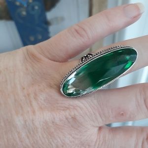 New Oversized Rare Colorless Tourmaline 925 Silver Ring.